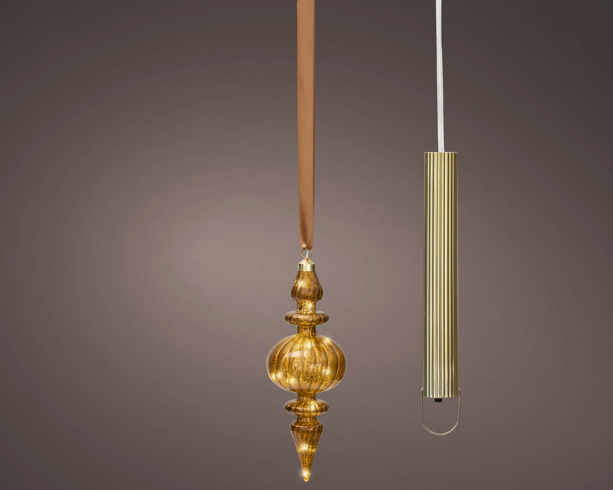 micro led ornament steady binnen bruin/warm wit d.9.5cm x h.27cm