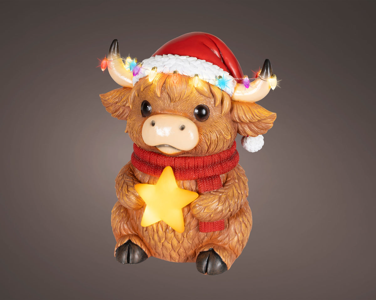 micro led figuur polyresin cow steady binnen kleuren/warm wit l.22cm x w.28.5cm x h.37.5cm