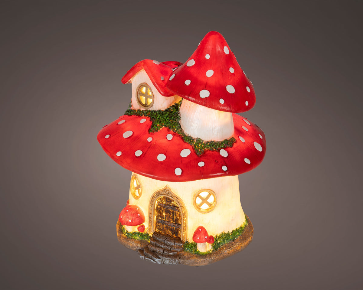 led paddenstoel polyresin steady binnen rood/warm wit l.20cm x w.20cm x h.27cm