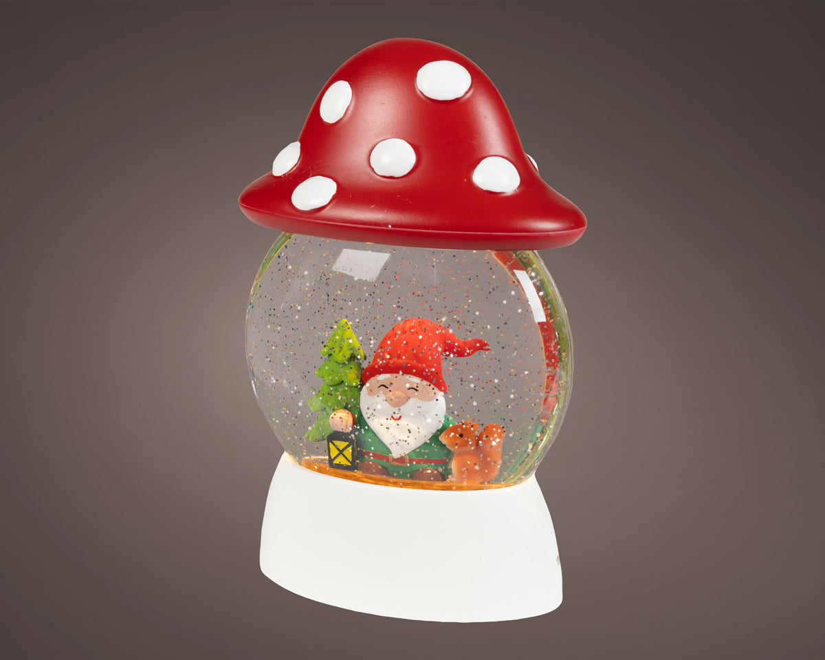 led waterspinner plastic mushroom met beweging binnen rood/warm wit l.9.3cm x w.17.3cm x h.27cm