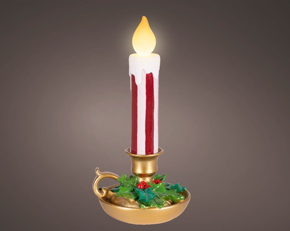 led candle polyresin binnen goud/kleur(en) l.11.6cm x w.11cm x h.24cm