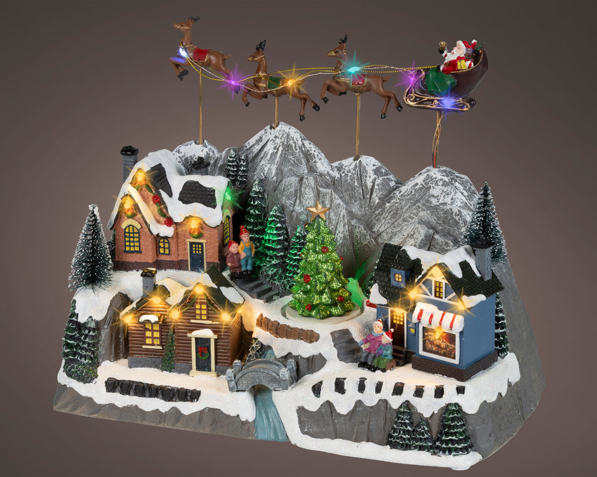 led scenery polyresin flashing effect binnen kleuren/multi l.19.5cm x w.35cm x h.27cm