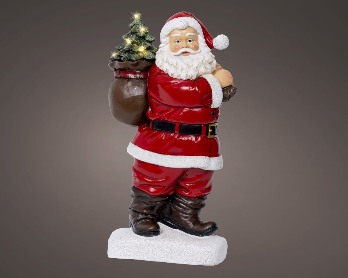micro led kerstman polyresin steady binnen kleuren/warm wit l.9cm x w.17cm x h.30cm