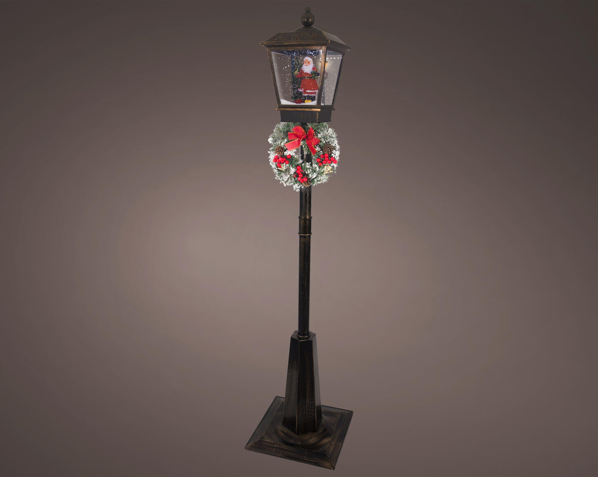 led sneeuw blower plastic lantern sneeuwval effect binnen antiek koper/koel wit l.40cm w.40cm h.180cm