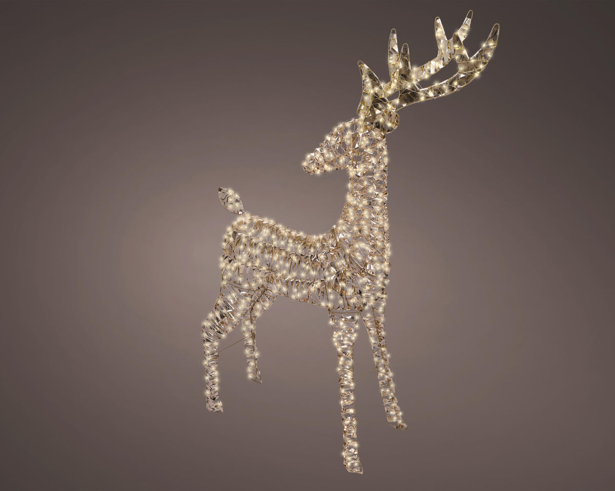 micro led rendier pet flashing effect buiten goud/warm wit l.18cm w.65cm h.130cm