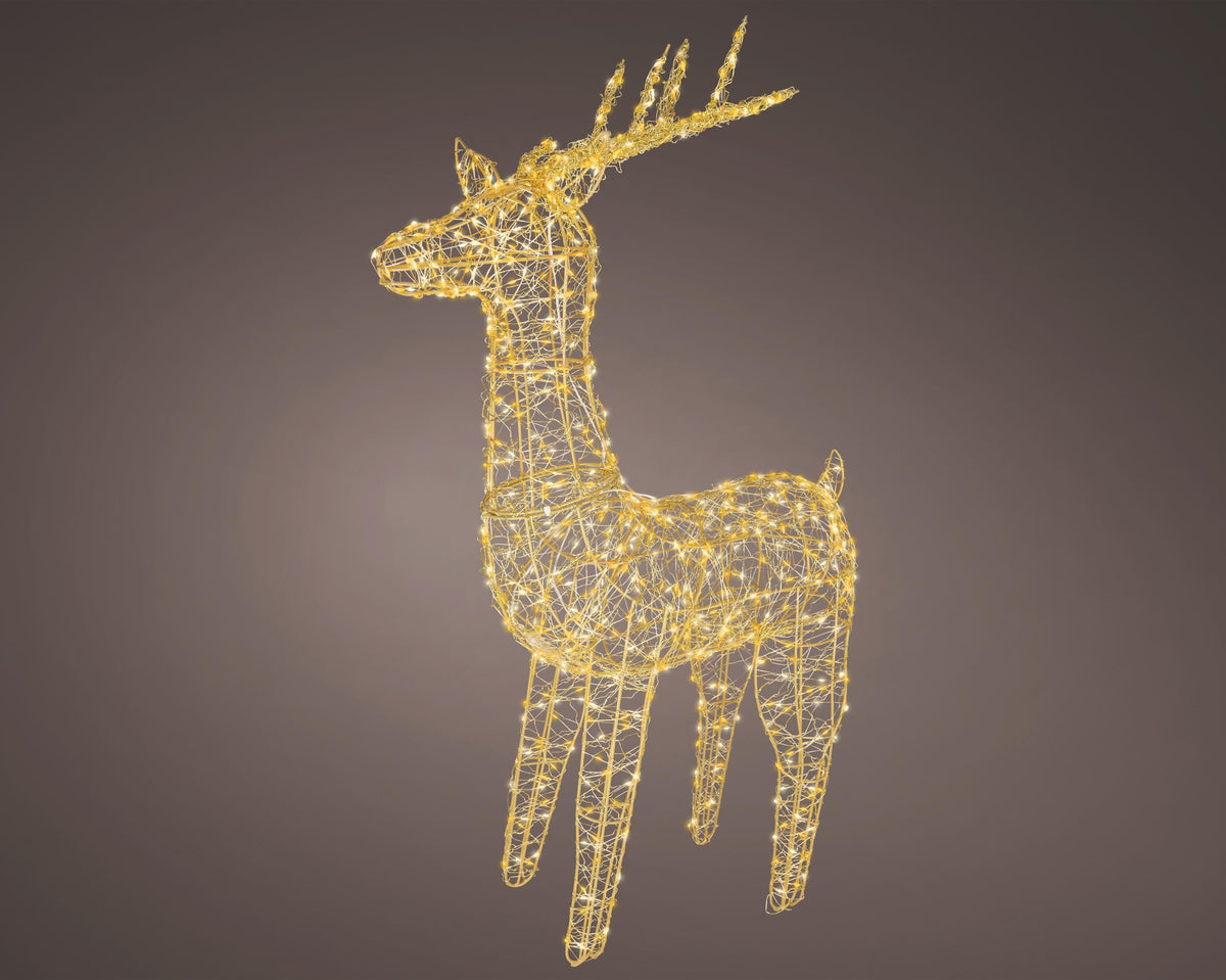 micro led rendier metaal flashing effect buiten goud/warm wit/klassiek warm l.20cm w.57cm h.104cm