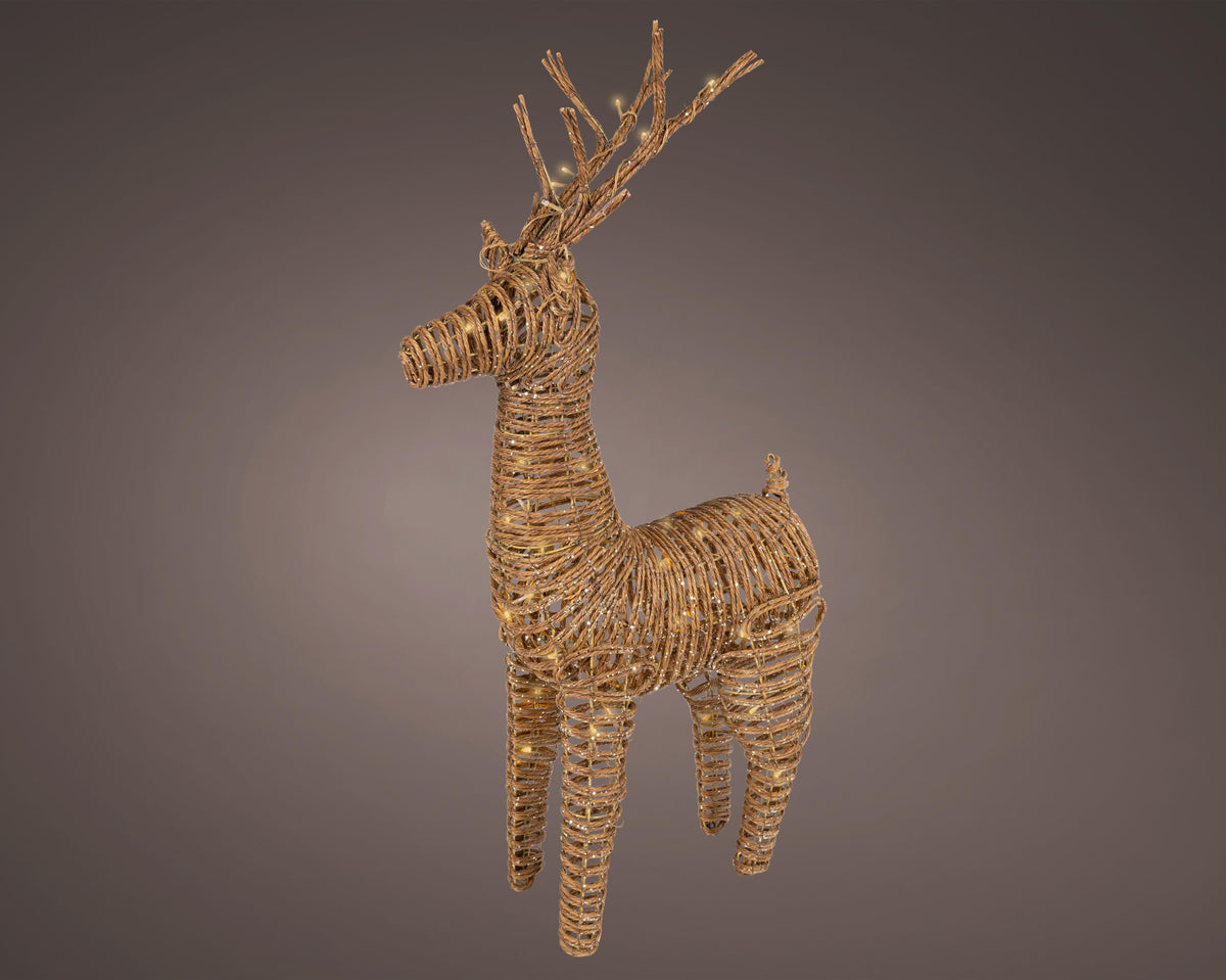 led rendier wicker flashing effect buiten bruin/soft gold l.24cm w.60cm h.104cm