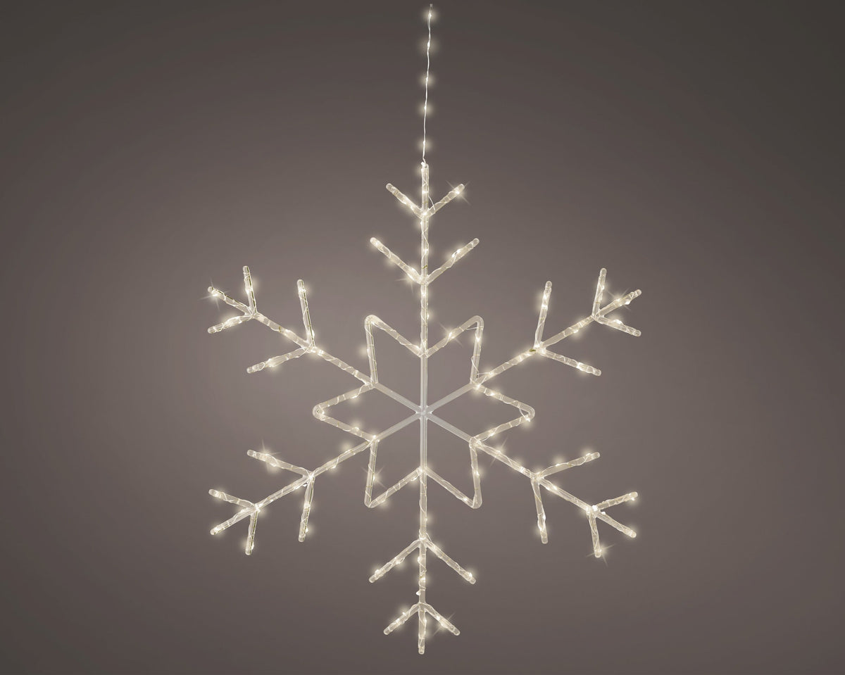 micro led frame light plastic snowflake 8 functie twinkel effect buiten transparant/warm wit l.0.7cm x w.60cm x h.53cm
