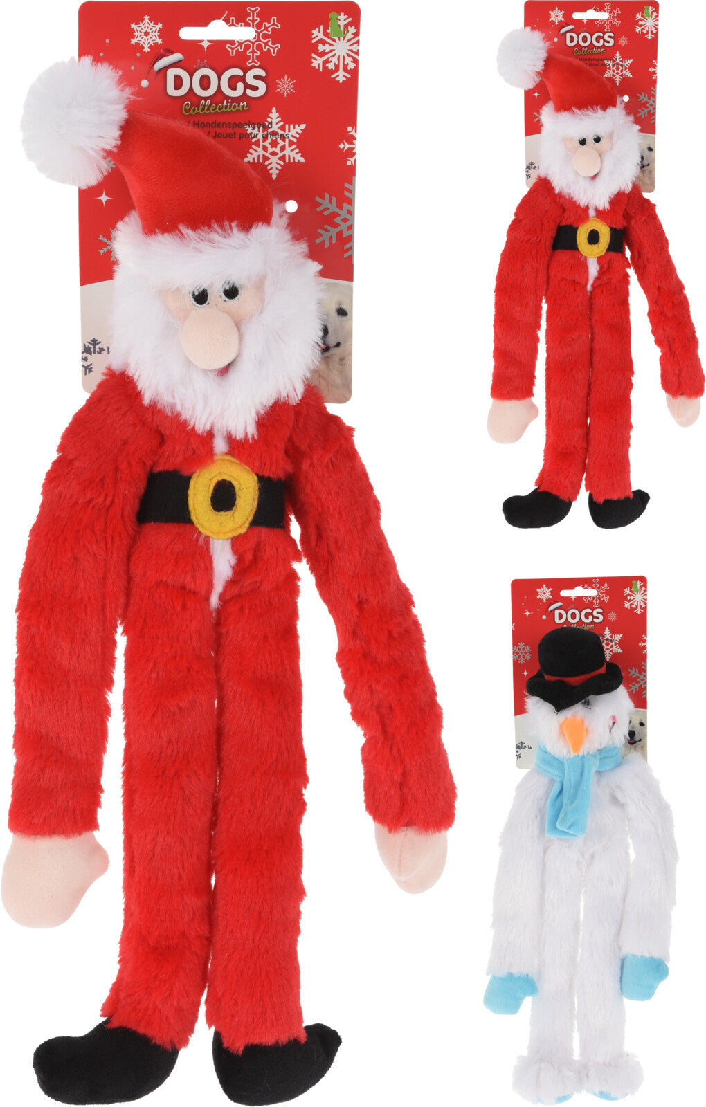 hondenspeelgoed pluche 2ass, kerstman 420x530x85mm, sneeuwpop 420x530x100mm (packing code to be updated)