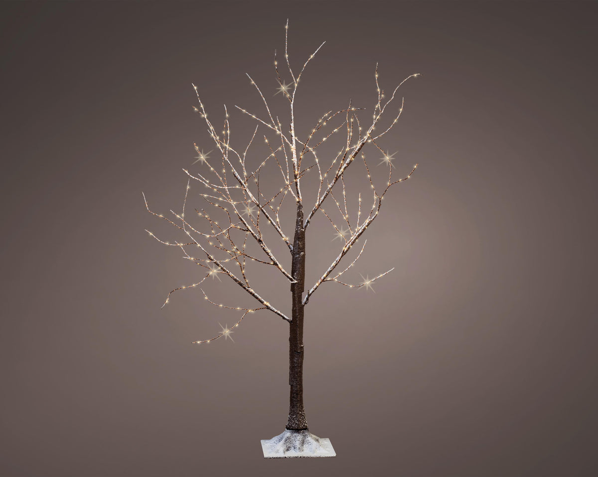 micro led boom pvc snowy branch steady buiten bruin/warm wit d.90cm h.150cm