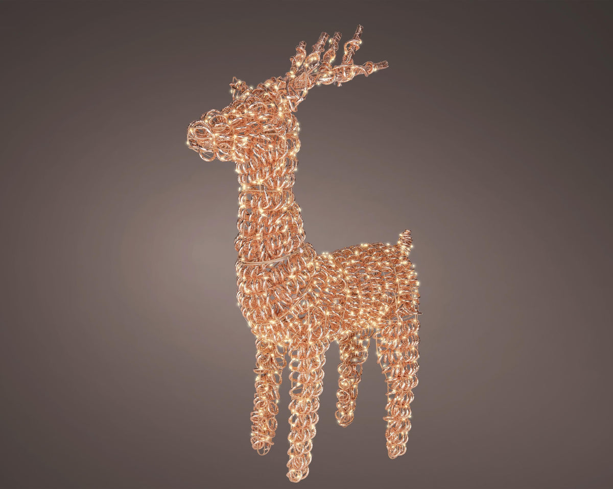 micro led rendier pet flashing effect buiten rose gold/warm white l.20cm w.57cm h.104cm