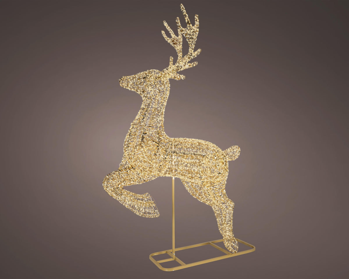 micro led rendier pet flashing effect buiten goud/warm wit l.68cm w.217cm h.337cm