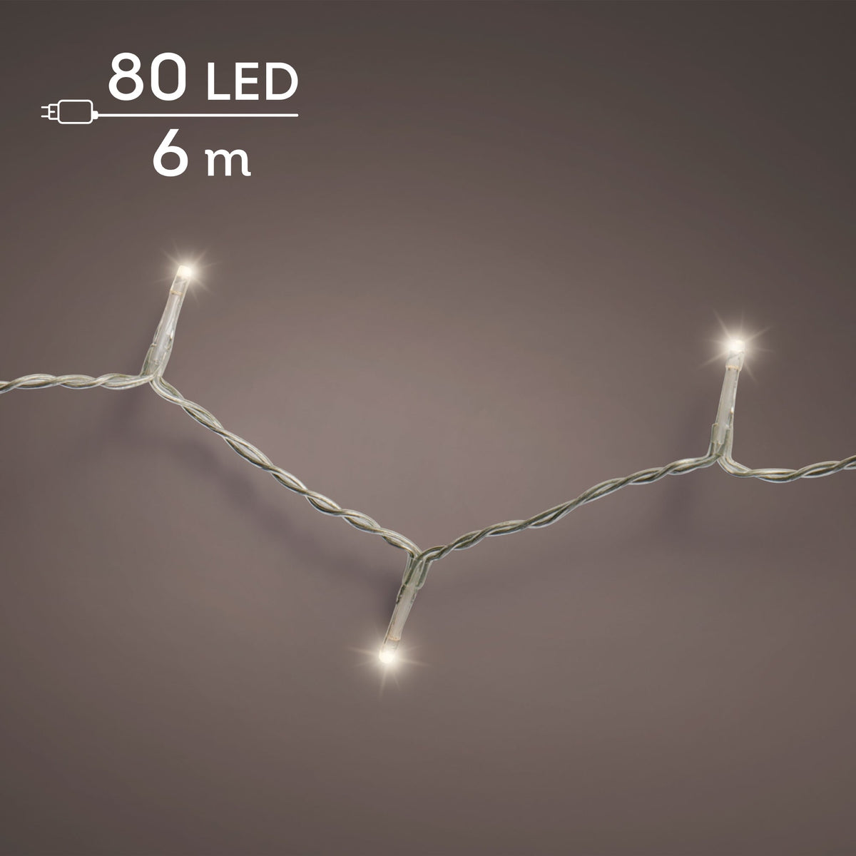 led basic lights steady buiten transparant/warm wit 80 led l.600cm