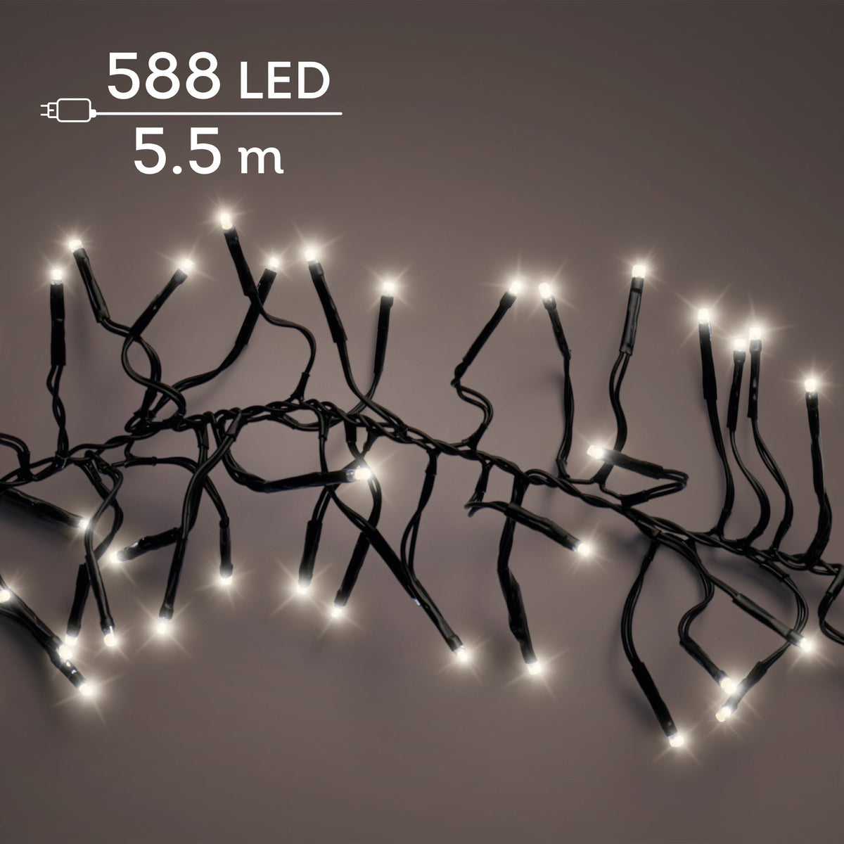led cluster lights steady buiten zwart/warm wit 588 led l.550cm