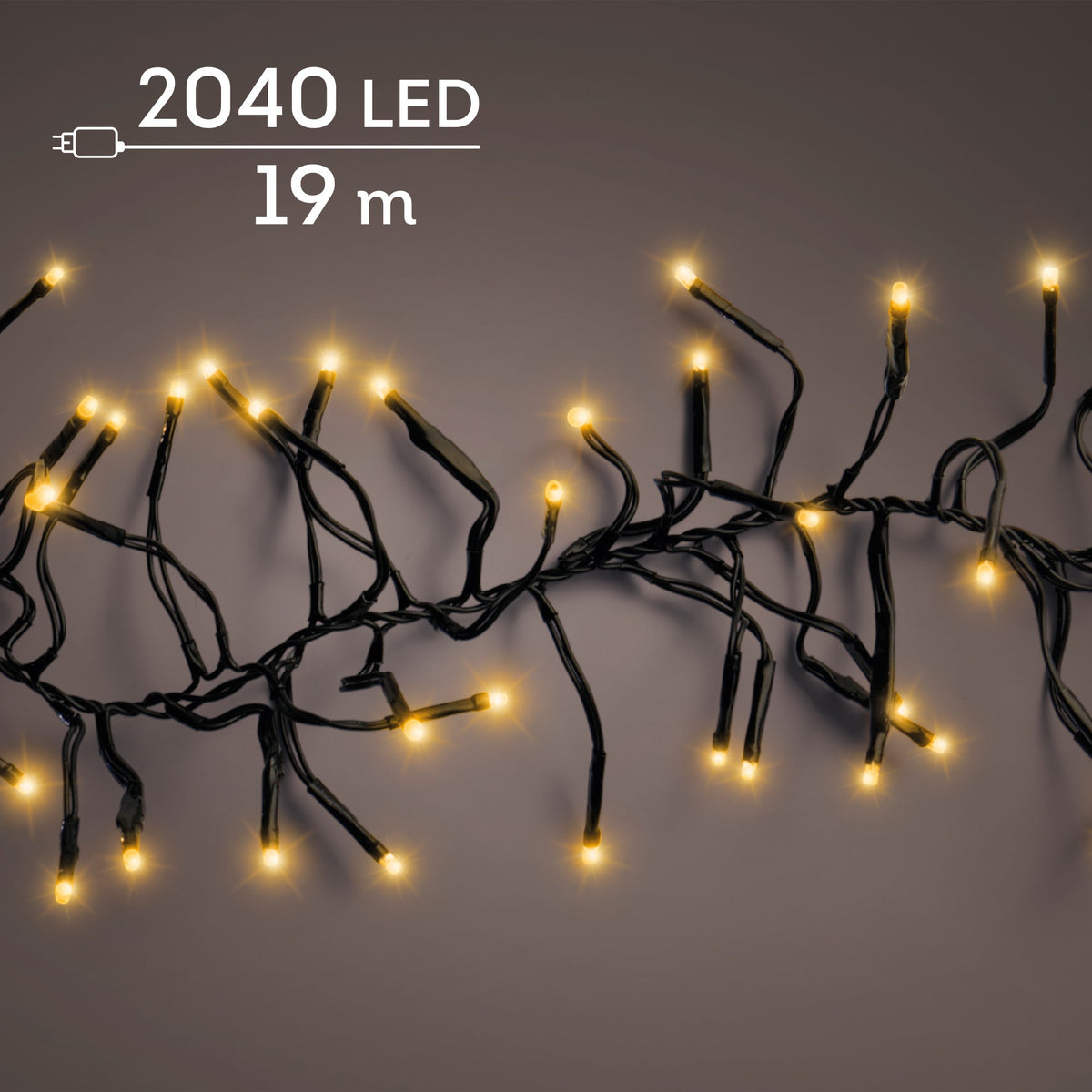 led cluster lights steady buiten zwart/klassiek warm 2040 led l.1900cm