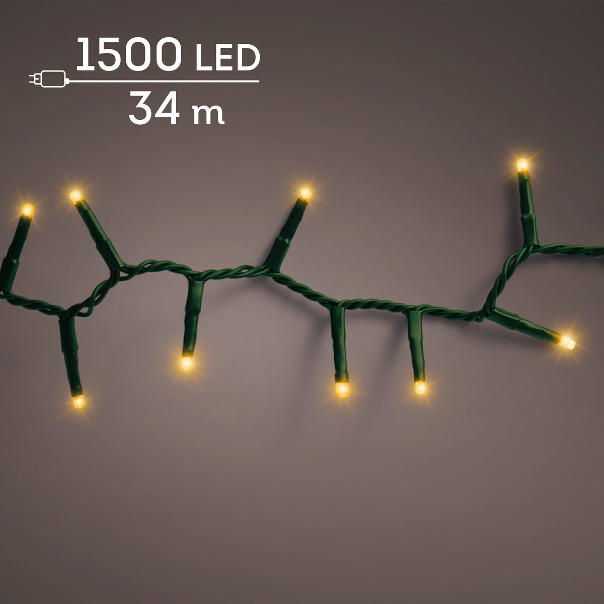 led compact lights steady buiten groen/klassiek warm 1500 led l.3400cm