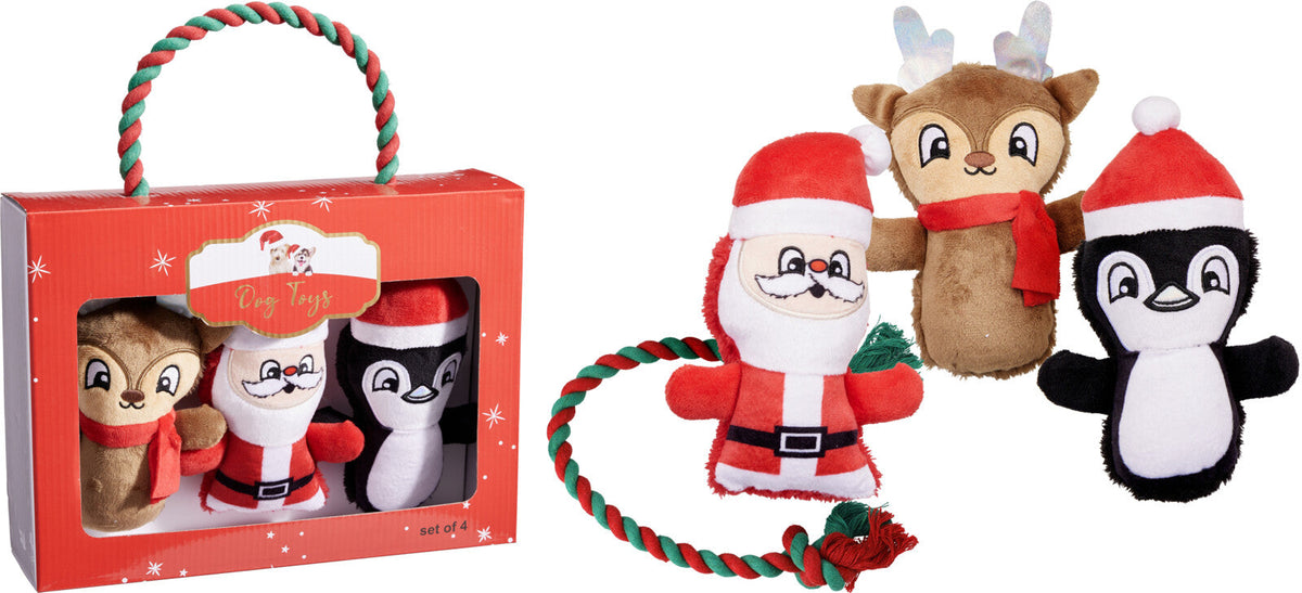 hondenspeelgoed set van 4sts kerst design