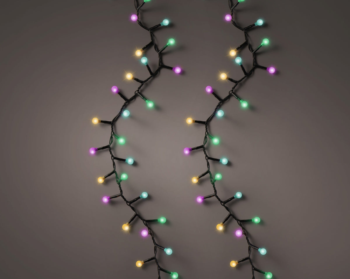 led cherry lights 8 functie twinkel effect buiten zwart/soft multi 350 led l.750cm
