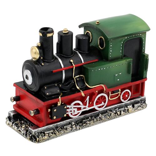 polyresin räucherlokomotive, grün/schwarz 15,5 x 6,5 x 11 cm