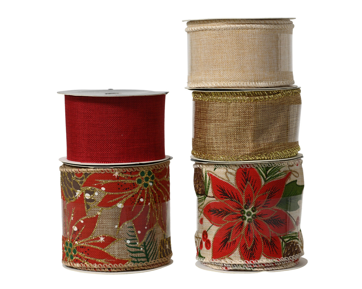 lint polyester poinsettia 5ass assortie l.200cm x w.6.3cm x h.0.01cm