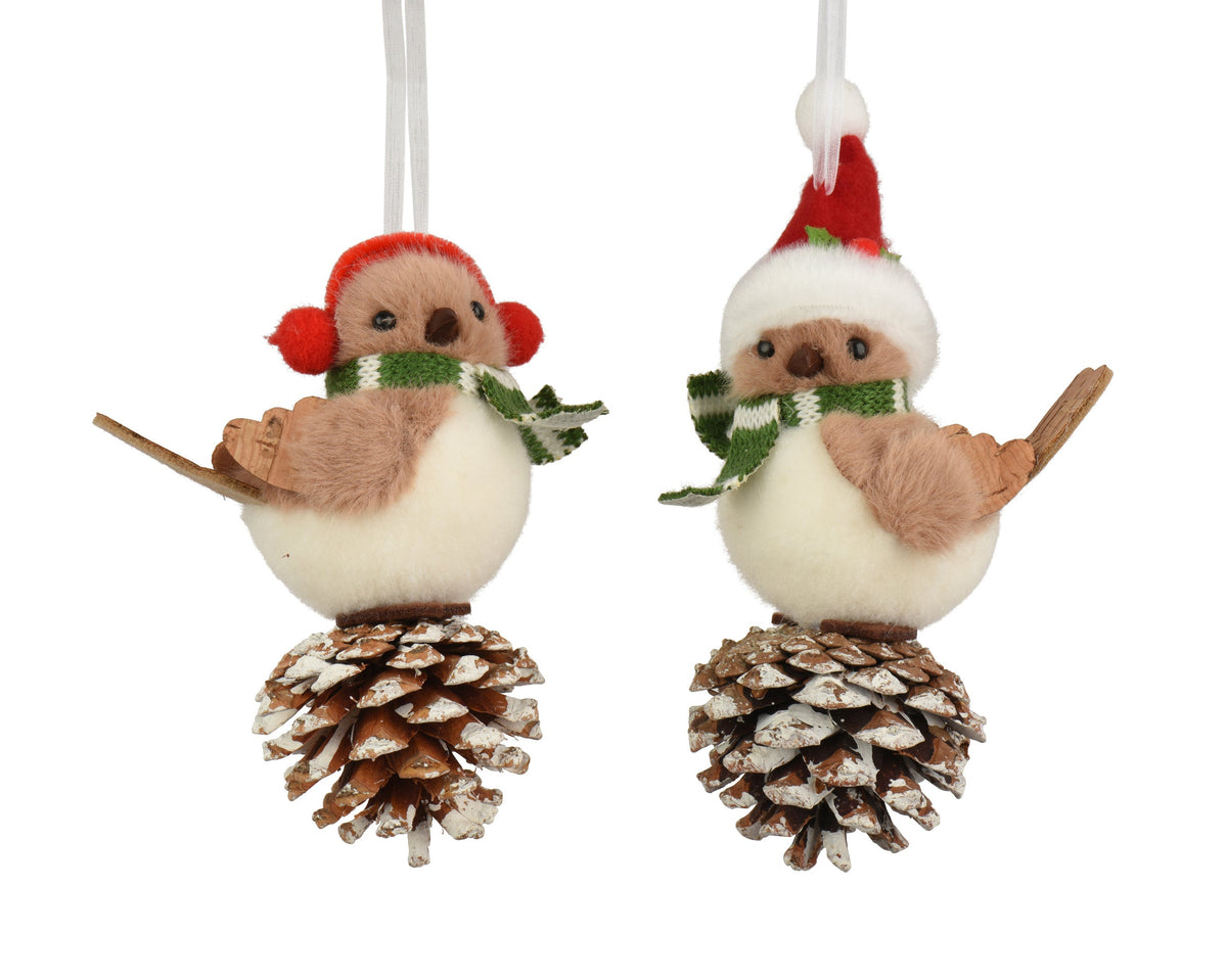 vogel foam christmas hat, green scarf, pinecone, satin hanger 2ass assortie l.10cm x w.5.5cm x h.14.5cm