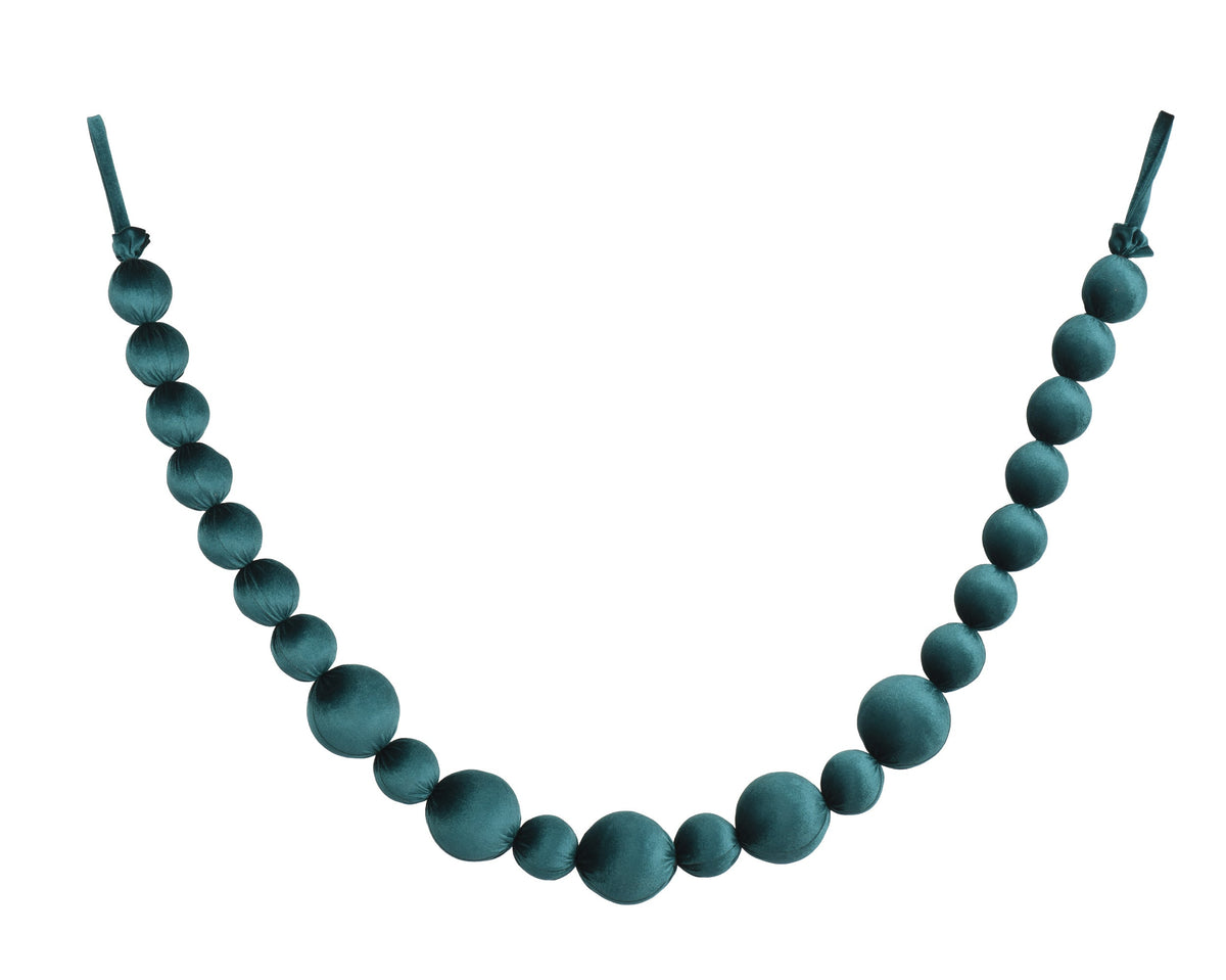 slinger polyester fluweel 5x 8cm balls, 18x 5.5cm balls donker groen d.8cm x h.150cm