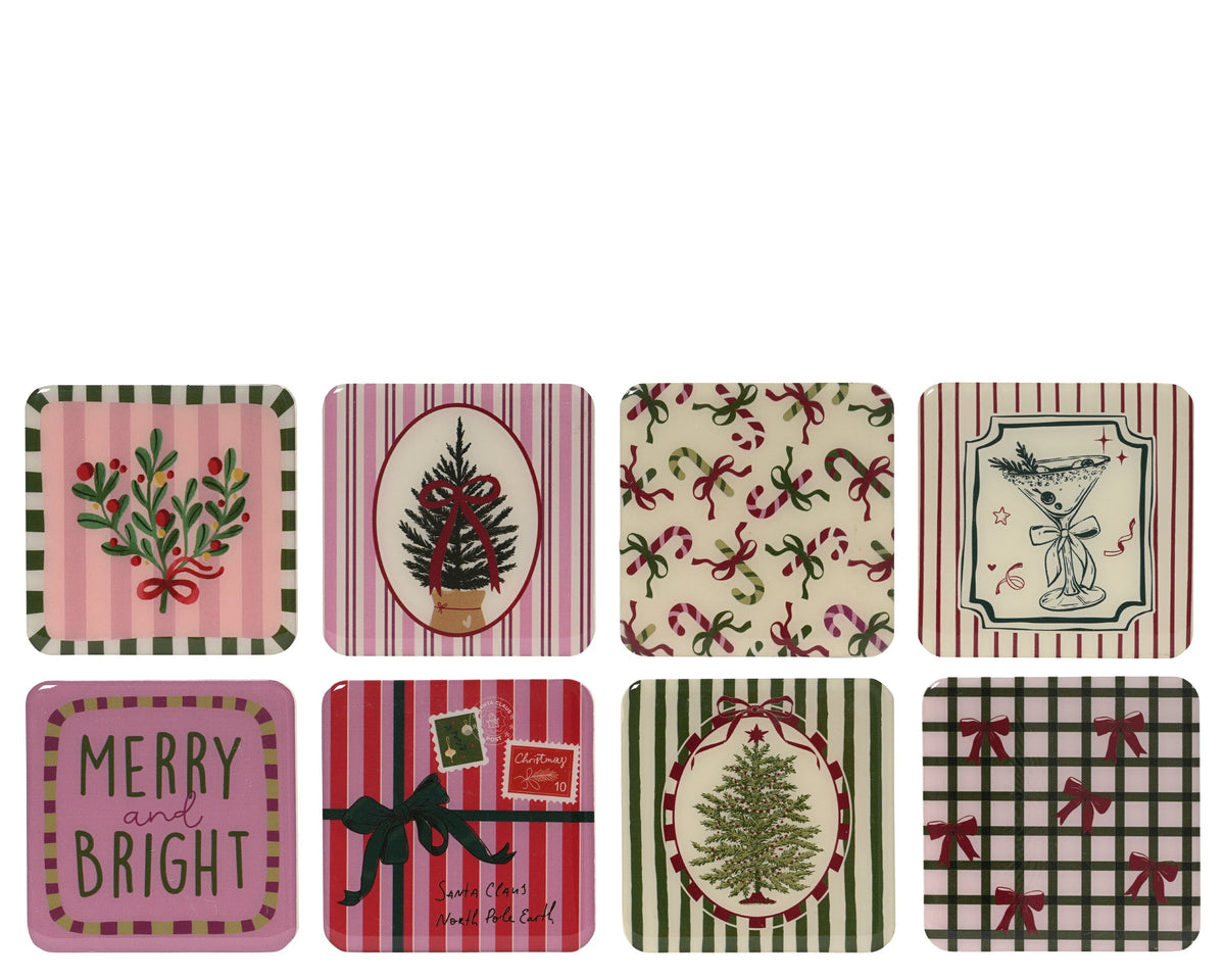onderzetter mdf enamel xmas designs 8ass assortie l.9.5cm x w.0.6cm x h.9.5cm