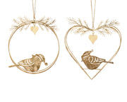 figuur ijzer snow finish bird 2ass champagne/goud l.20cm x w.1cm x h.22cm