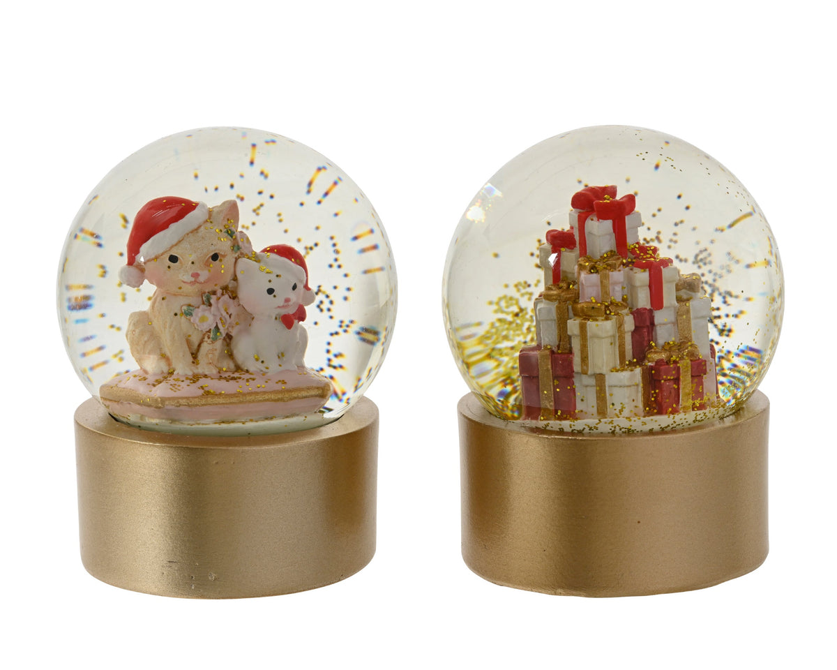 schudbol glas 2ass licht goud/kleur(en) d.6.5cm x h.9.5cm