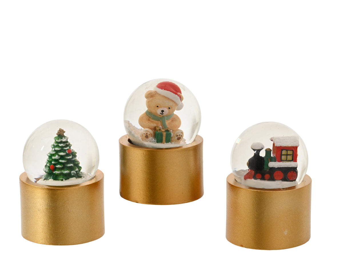 schudbol glas 3ass goud/kleur(en) d.3.5cm x h.6cm