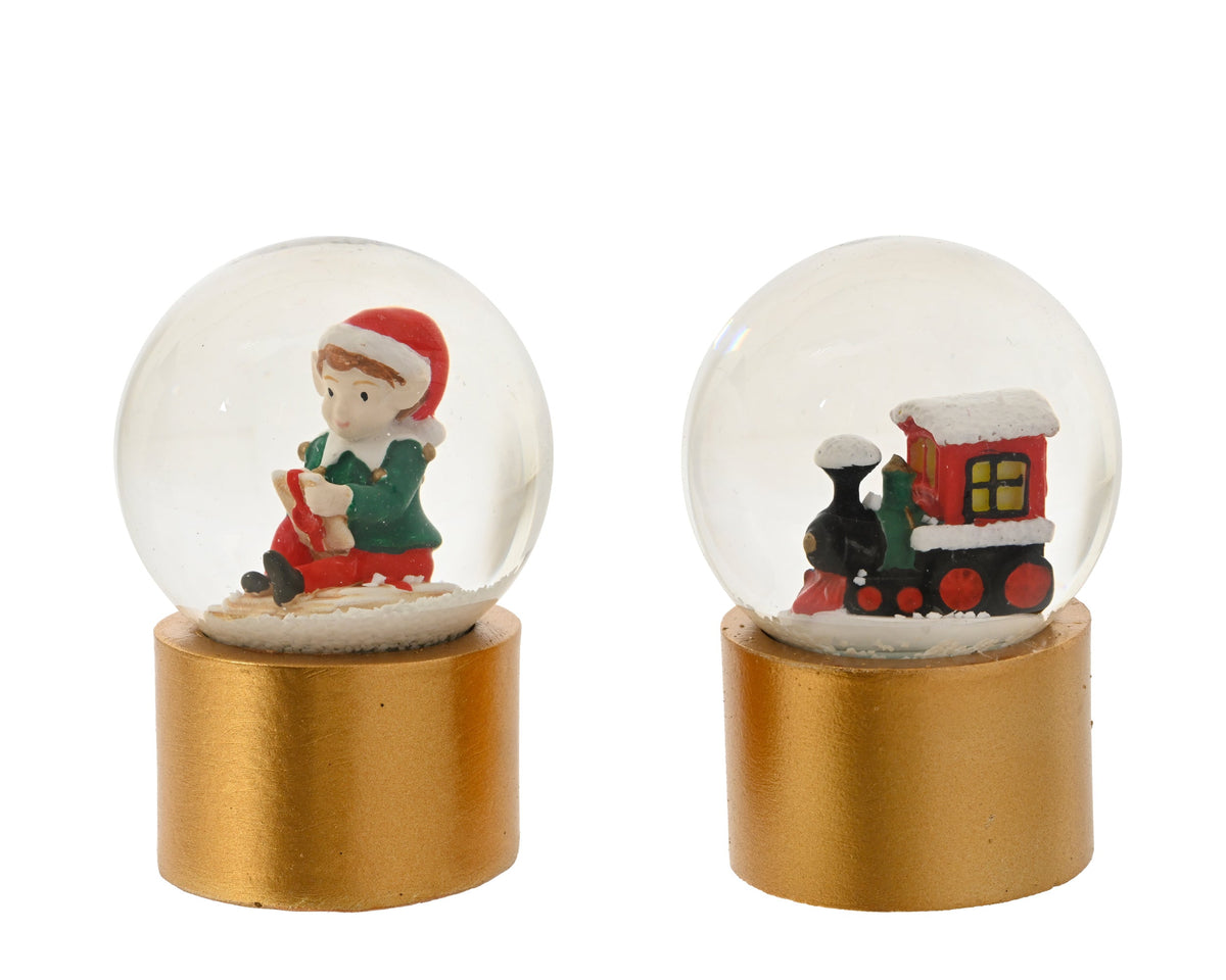 schudbol glas 2ass goud/kleur(en) d.4.5cm x h.7.3cm