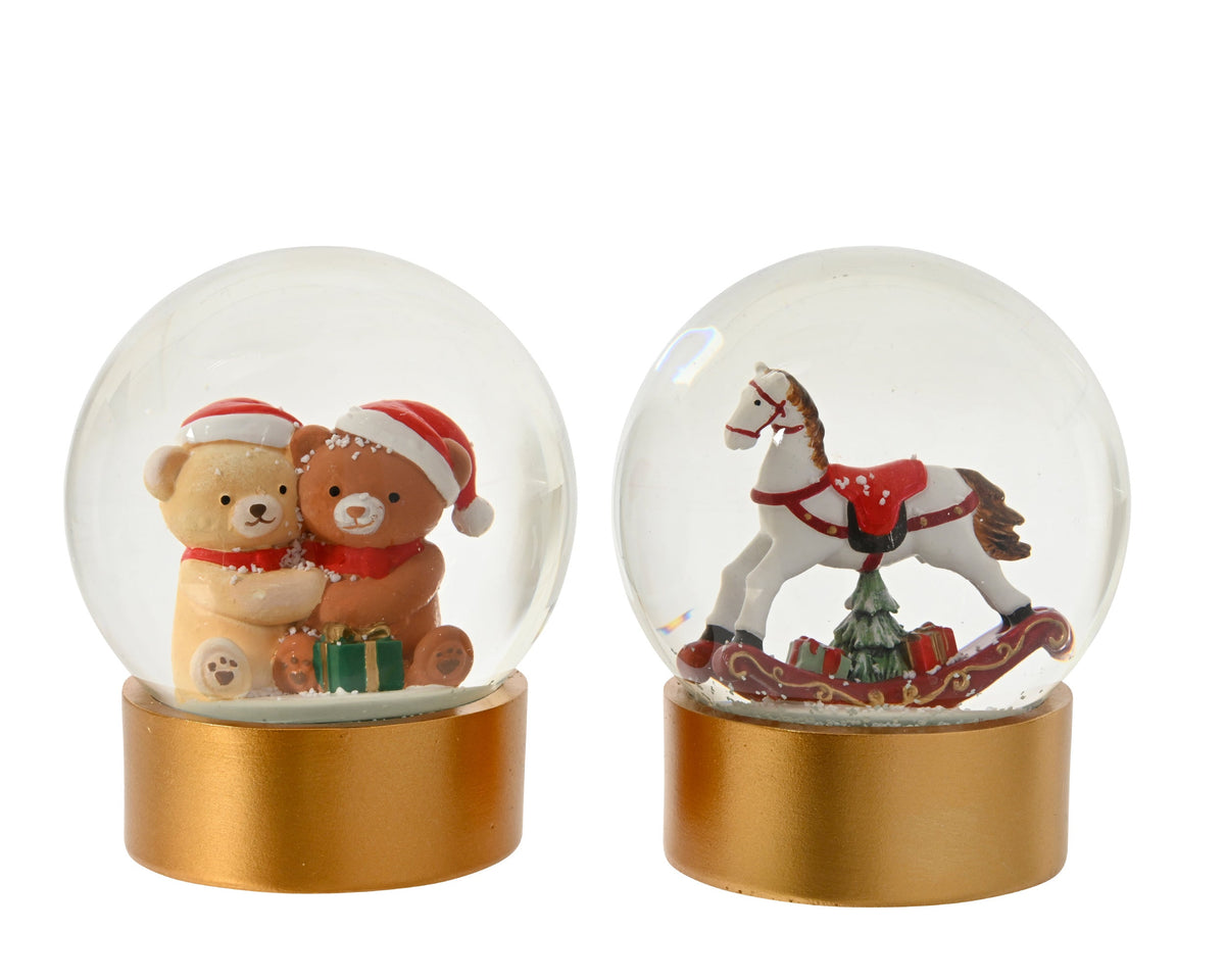 schudbol glas 2ass goud/kleur(en) d.10cm x h.13.3cm