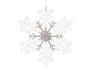 sneeuwvlok plastic glitter transparant/zilver d.21cm x h.0.8cm