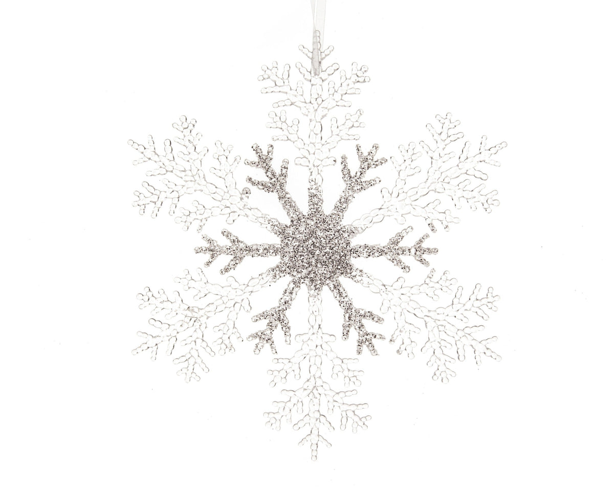 sneeuwvlok plastic glitter transparant/zilver d.21cm x h.0.8cm