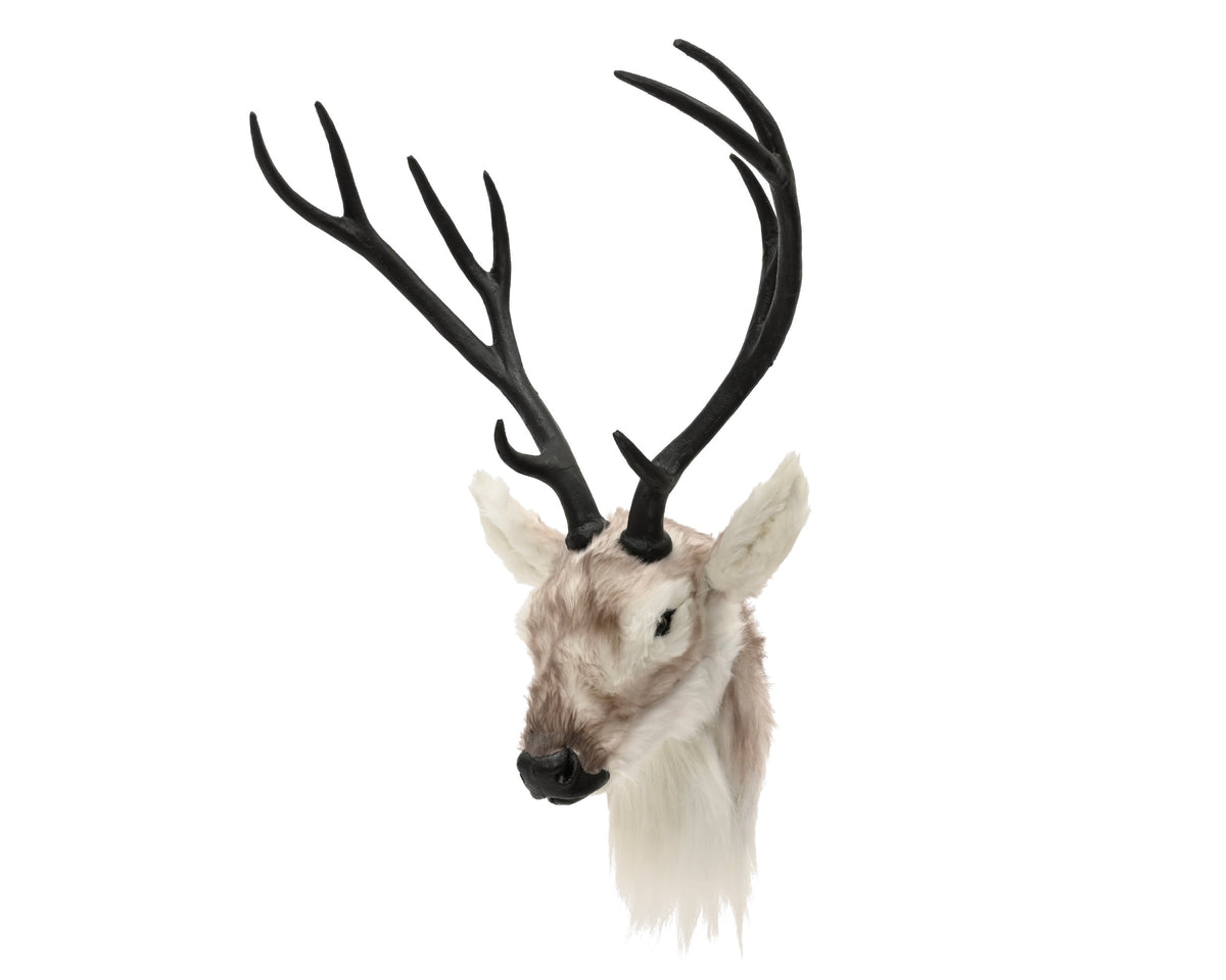 hertenhoofd plastic faux fur beige/kleur(en) l.70cm x w.53cm x h.26cm