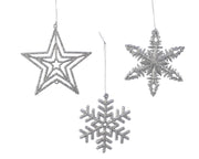 figuren plastic glitter 3ass zilver l.0.5cm x w.10cm x h.10cm