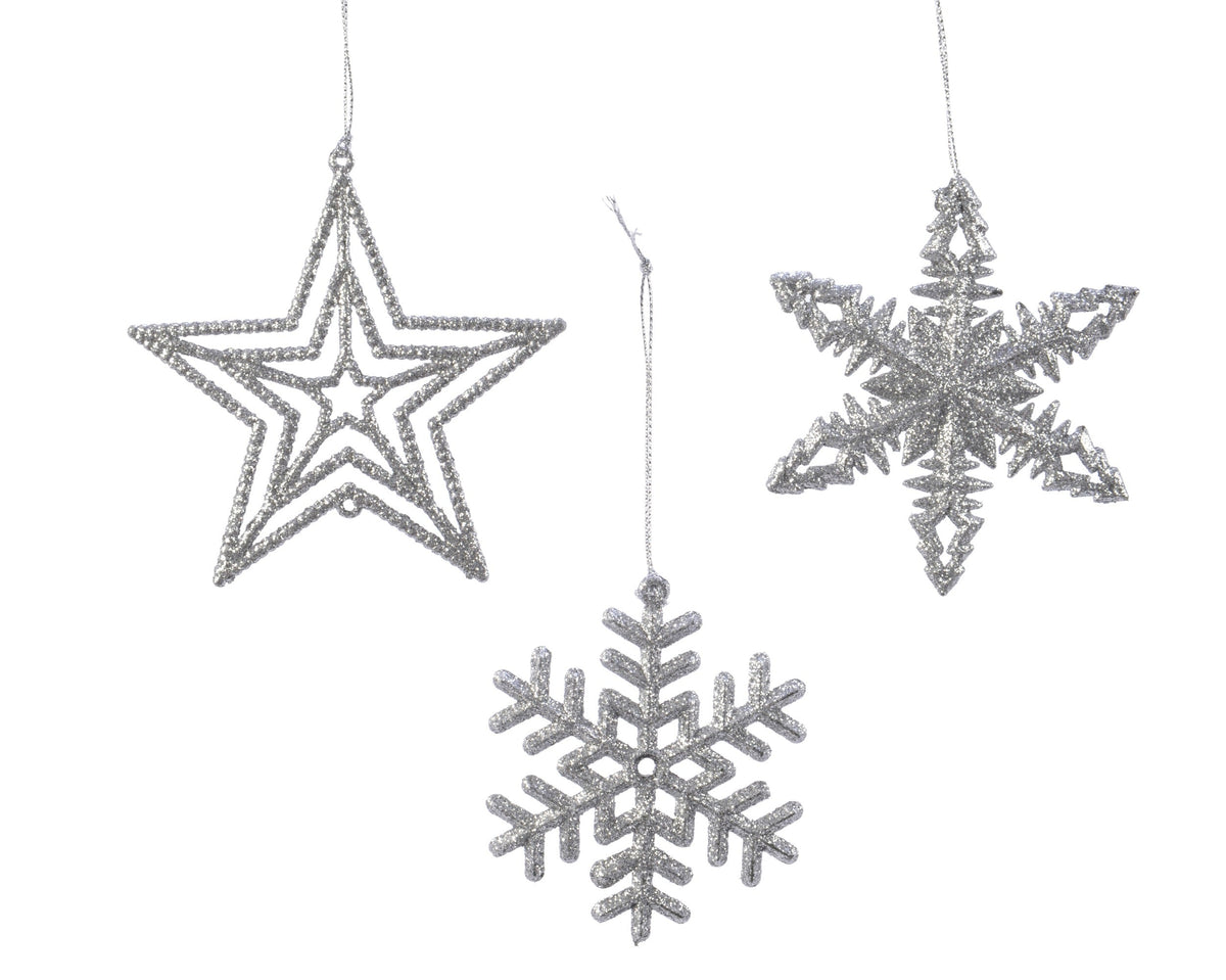 figuren plastic glitter 3ass zilver l.0.5cm x w.10cm x h.10cm