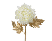 chrysant op steel polyester wit/goud l.15cm x w.10cm x h.70cm
