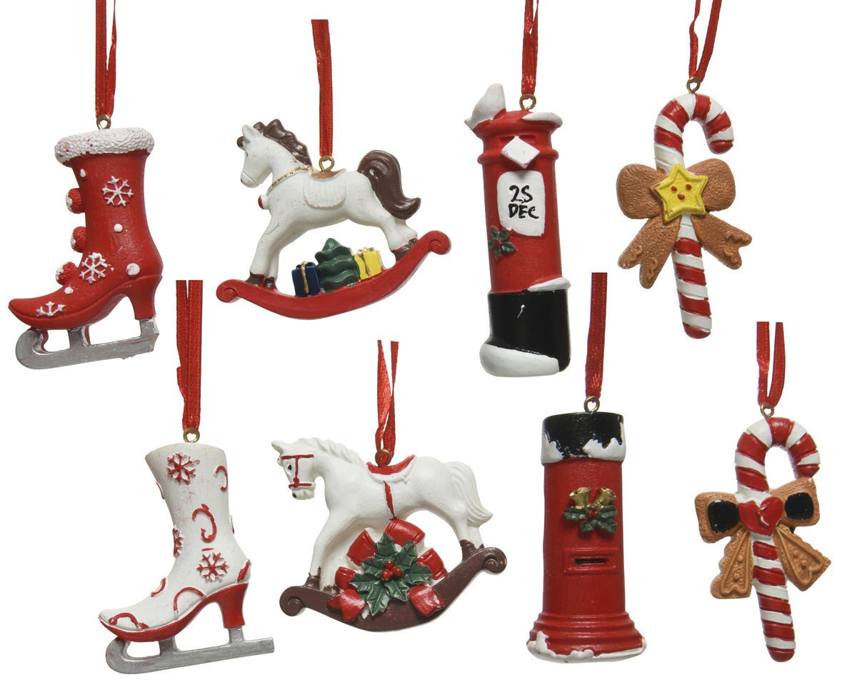 xmas figuur polyresin 8ass rood/kleur(en) l.1cm x w.4.5cm x h.6.5cm