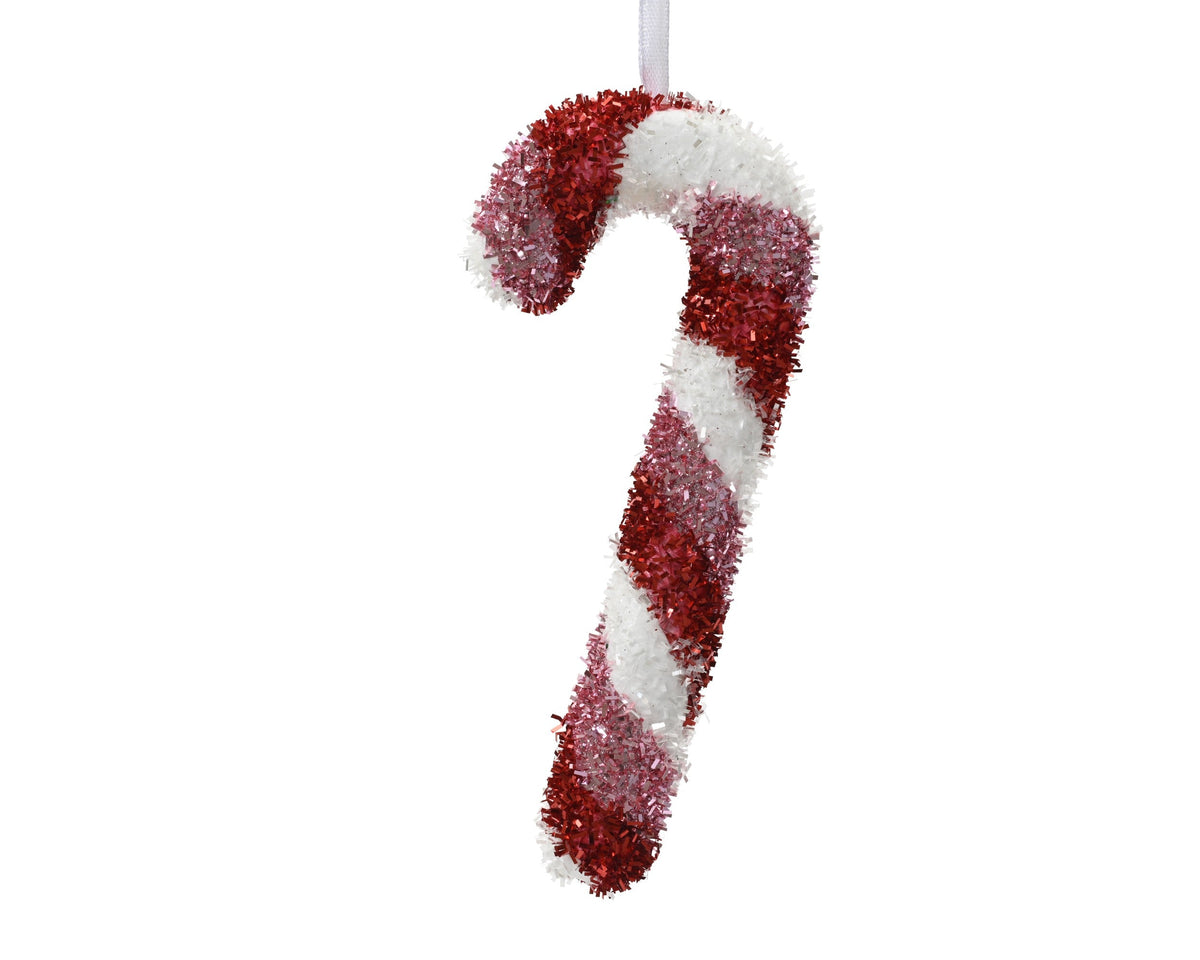 zuurstok foam tinsel rood/wit l.21cm x w.7.5cm x h.2.5cm
