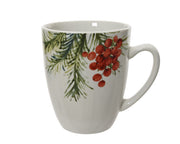 mok porselein bullet decal leaf and berry pattern wit/kleur(en) l.8.7cm x w.8.7cm x h.10.5cm