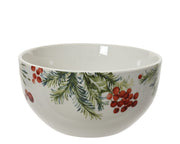 schaal porselein round decal leaf and berry pattern wit/kleur(en) l.14.2cm x w.14.2cm x h.7.2cm