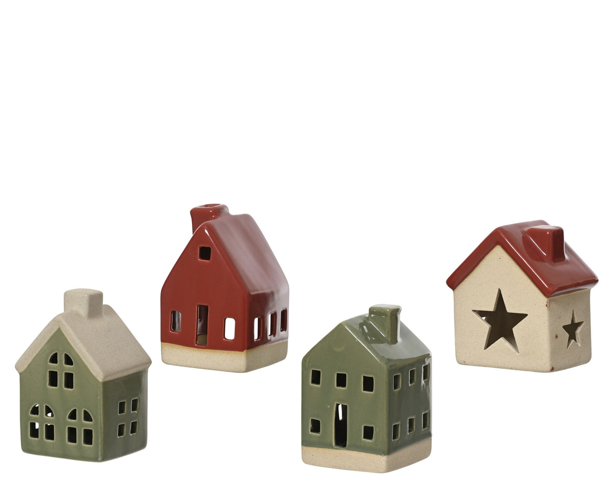huis keramiek house 4ass assortie l.6.3cm x w.7.3cm x h.11cm