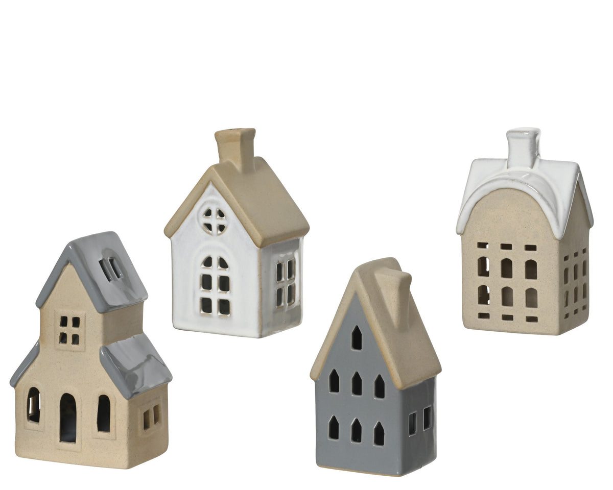 huis keramiek house 4ass assortie l.8.3cm x w.11cm x h.17.9cm