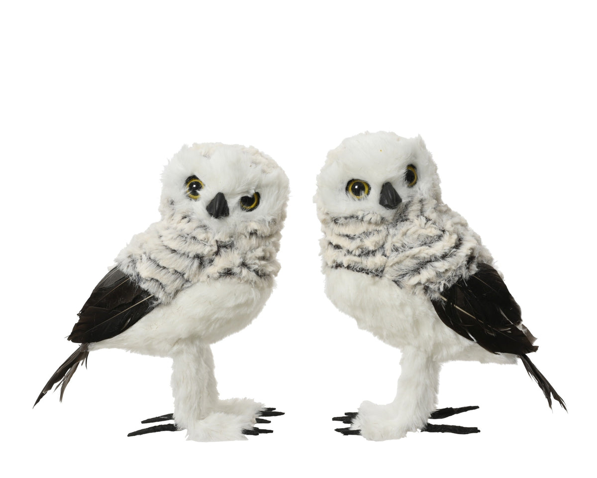uil kunstbont feathers 2ass grijs l.11cm x w.8cm x h.16cm