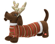 bewegend figuur polyester dachshund antlers head band, sweater bruin l.12cm x w.45cm x h.32cm