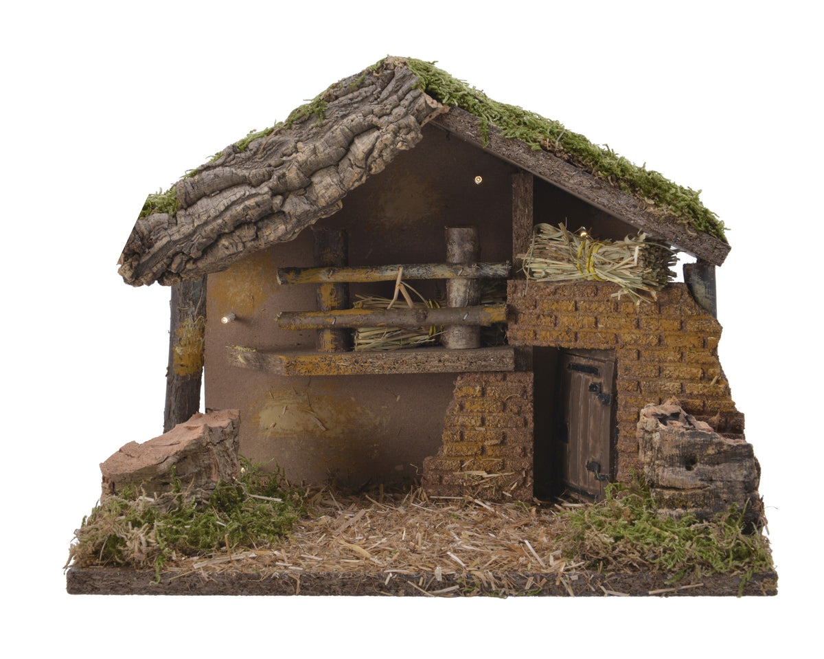 led kerststal hout house steady bo binnen fsc mix 70% naturel/warm wit l.30cm x w.17cm x h.21cm