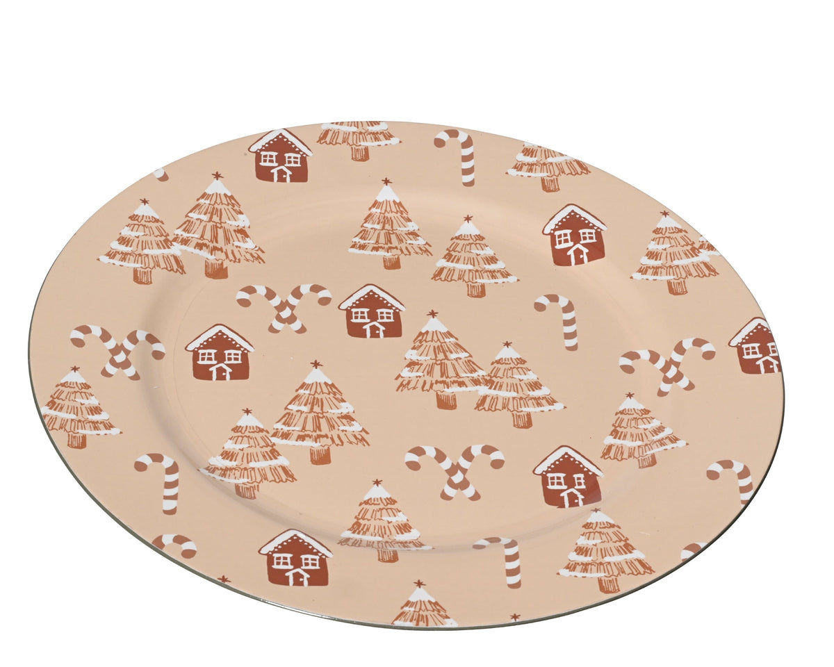 decobord pp round decal tree, house and candy cane pattern smokey parel d.33cm x h.1.5cm