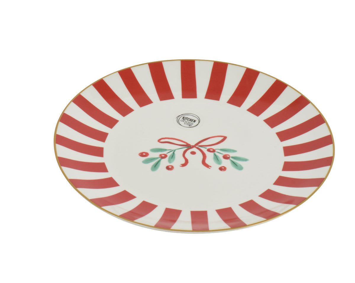 dinerbord porselein round decal wit/rood d.26.8cm x h.2.6cm
