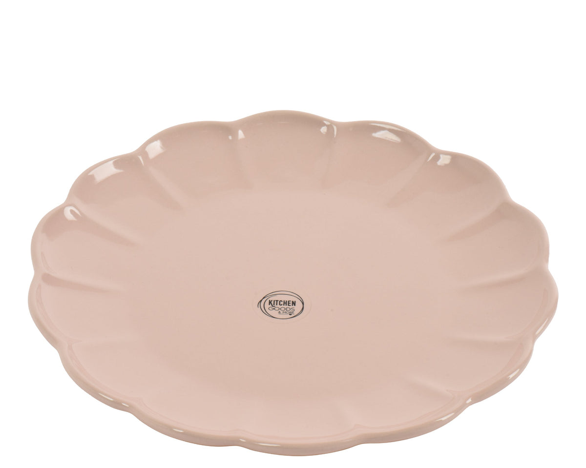 dinerbord aardewerk round with wave edge glaze roze d.27cm x h.2.5cm